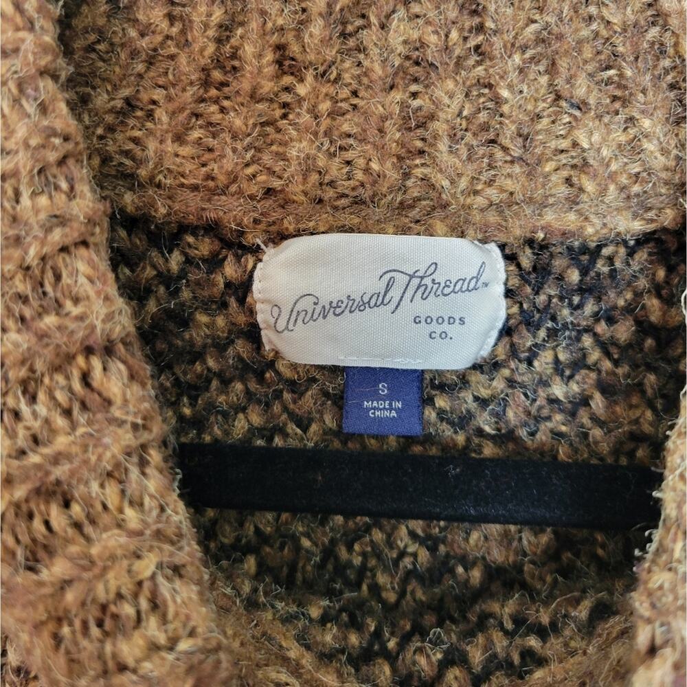 UNIVERSAL THREAD Brown Leopard Animal Print Chunky Knit Mockneck Sweater Sz S - Picture 4 of 12